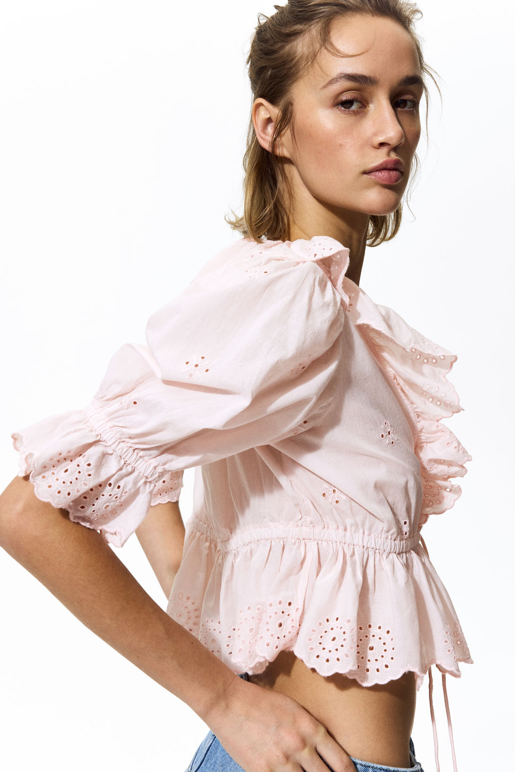 Blusa de algod?n con bordado ingl?s - H&m фото 5