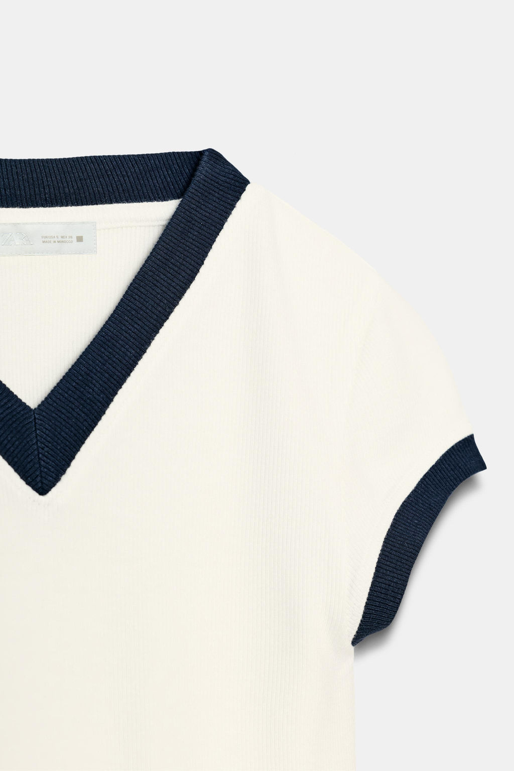 CAMISETA RIB CONTRASTE / Crudo - Zara фото 7