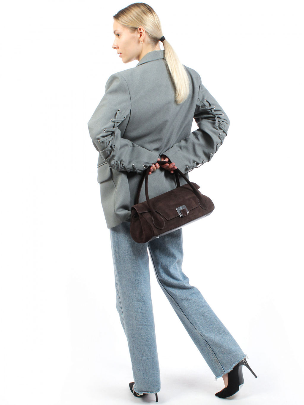 LACCOMA сумка Y9586F-коричневый натуральная замша, натуральная кожа полиэстер