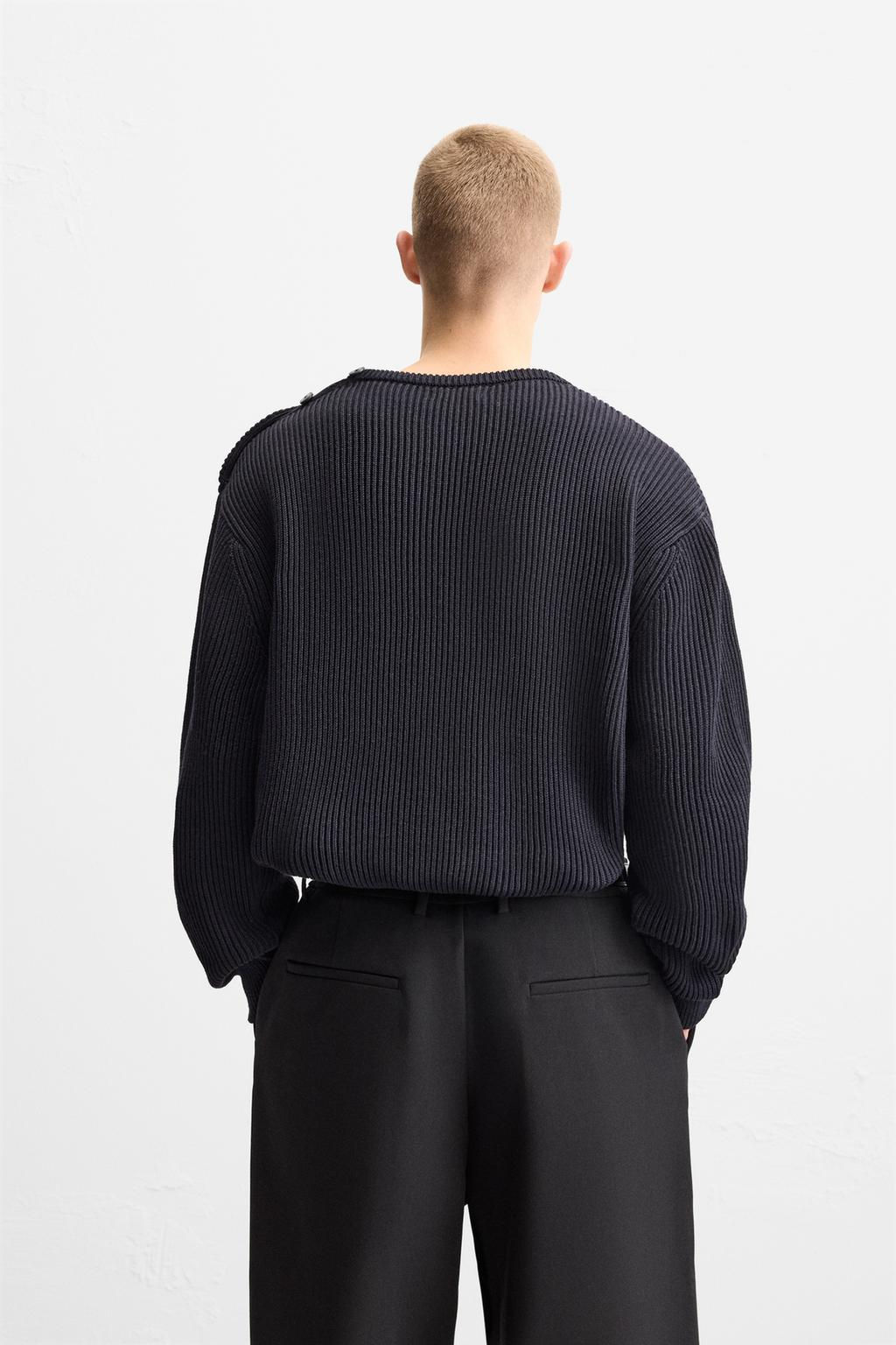 TEXTURED SWEATER WITH BUTTONS - Zara фото 3