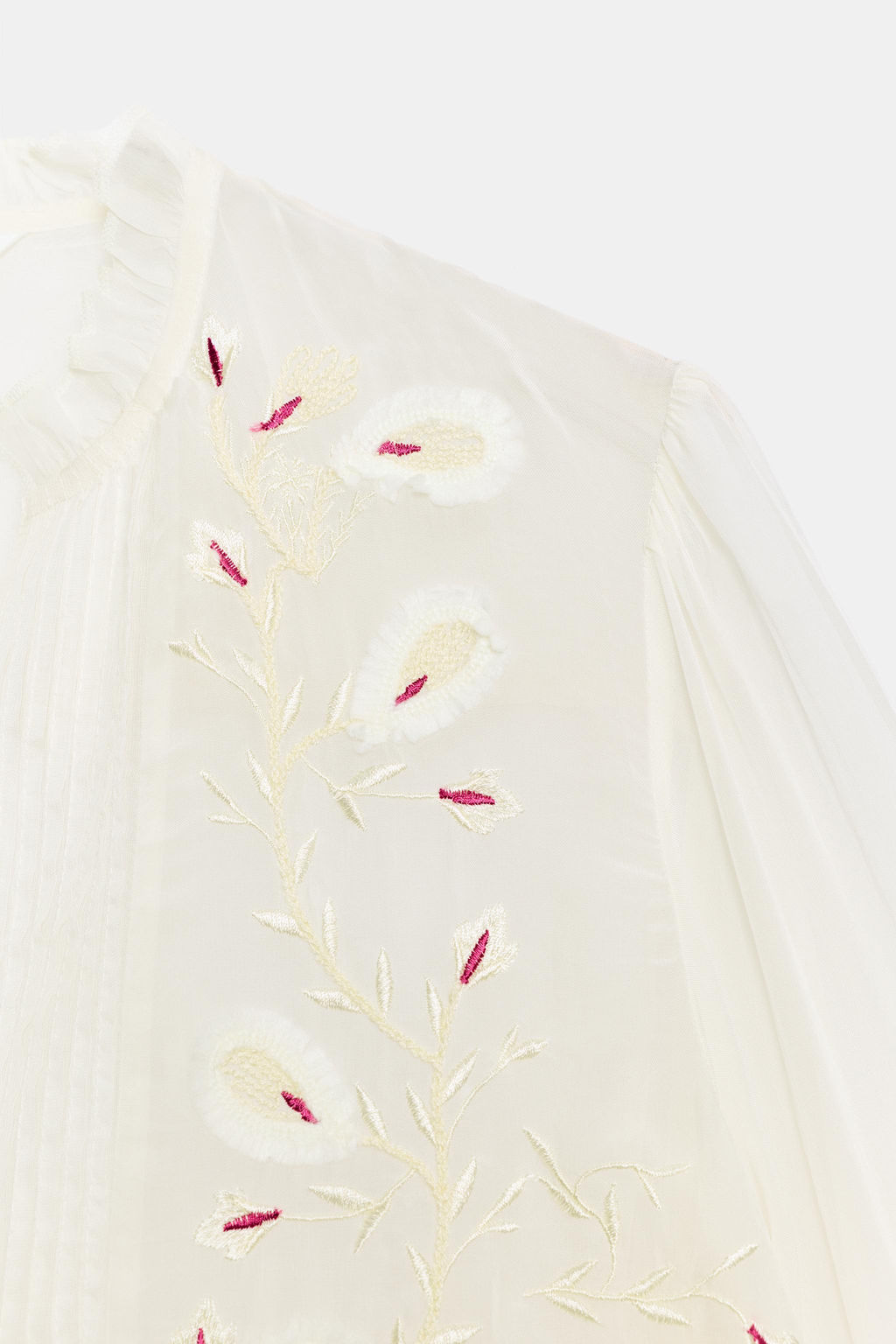 CAMISA ORGANZA BORDADOS ZW COLLECTION / Crudo - Zara фото 6