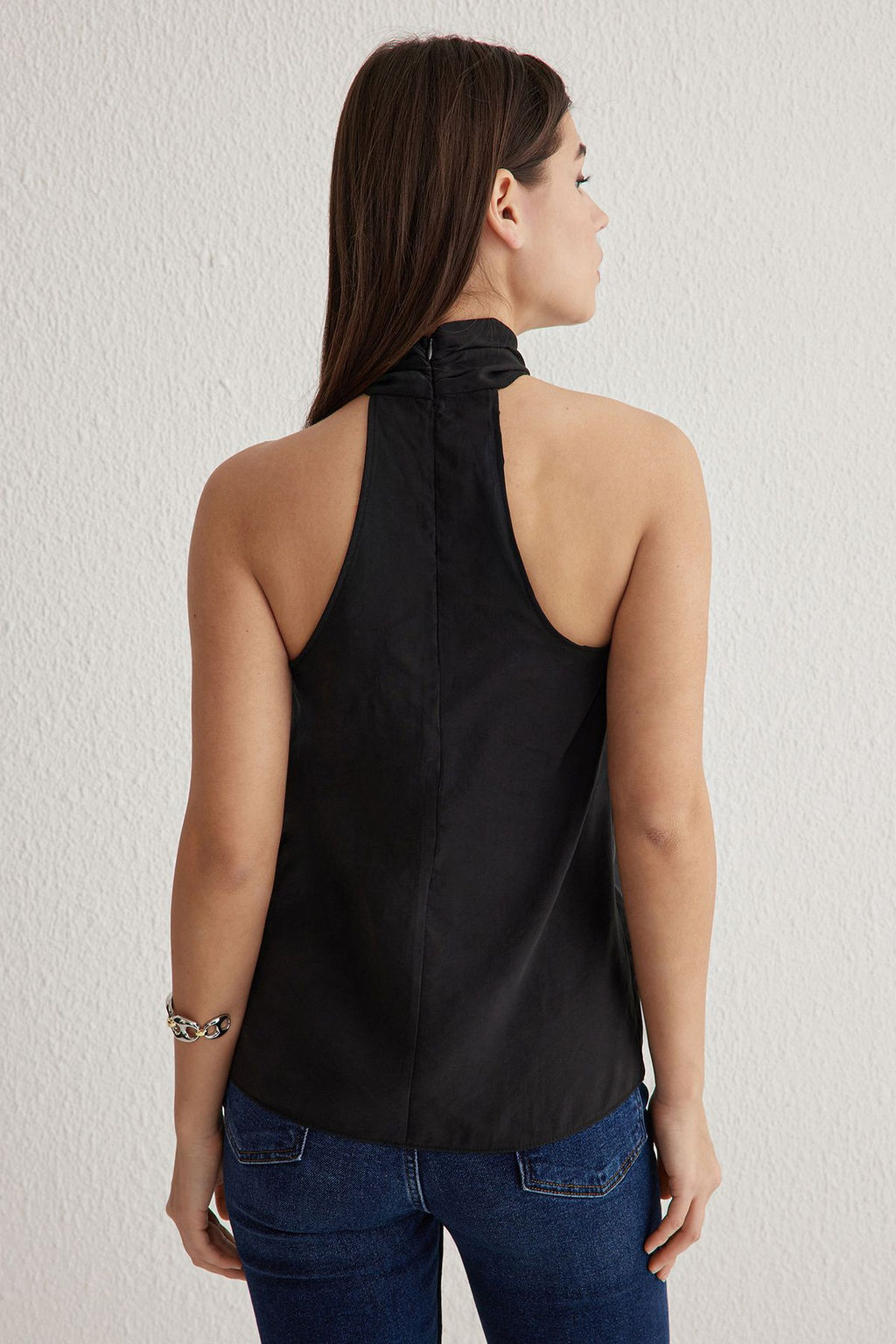 Trendyolmilla Haki Modal Halter Yaka Boyundan Dugumlu Dokuma Bluz TWOSS25BZ00247  фото 14