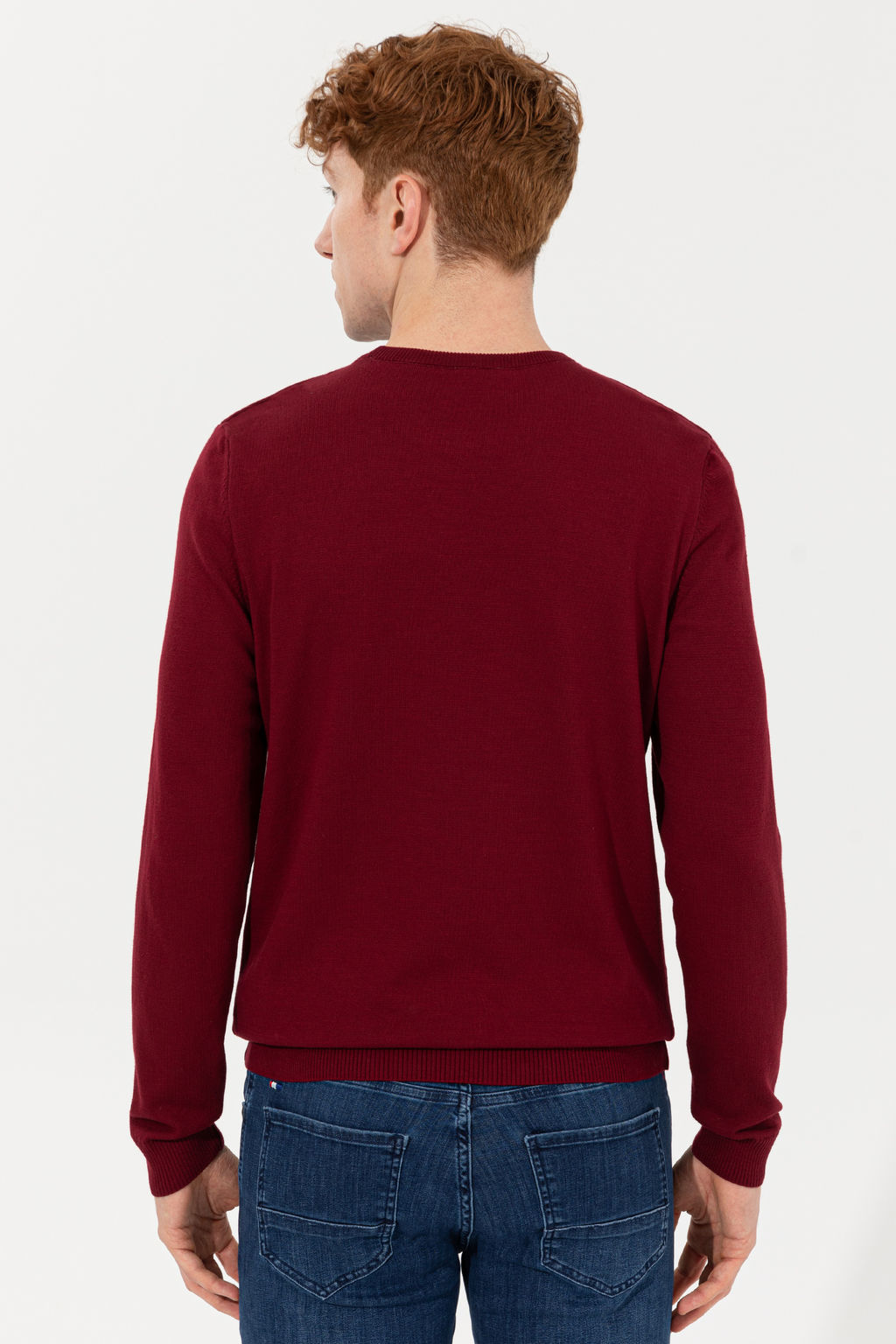 Мужской бордовый красный трикотажный свитер Basic - U.s. polo assn фото 17