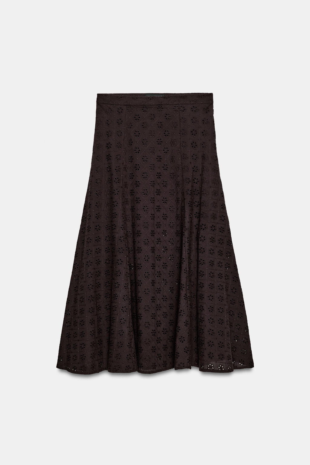 FALDA MIDI BORDADOS PERFORADOS / Marr?n - Zara фото 8