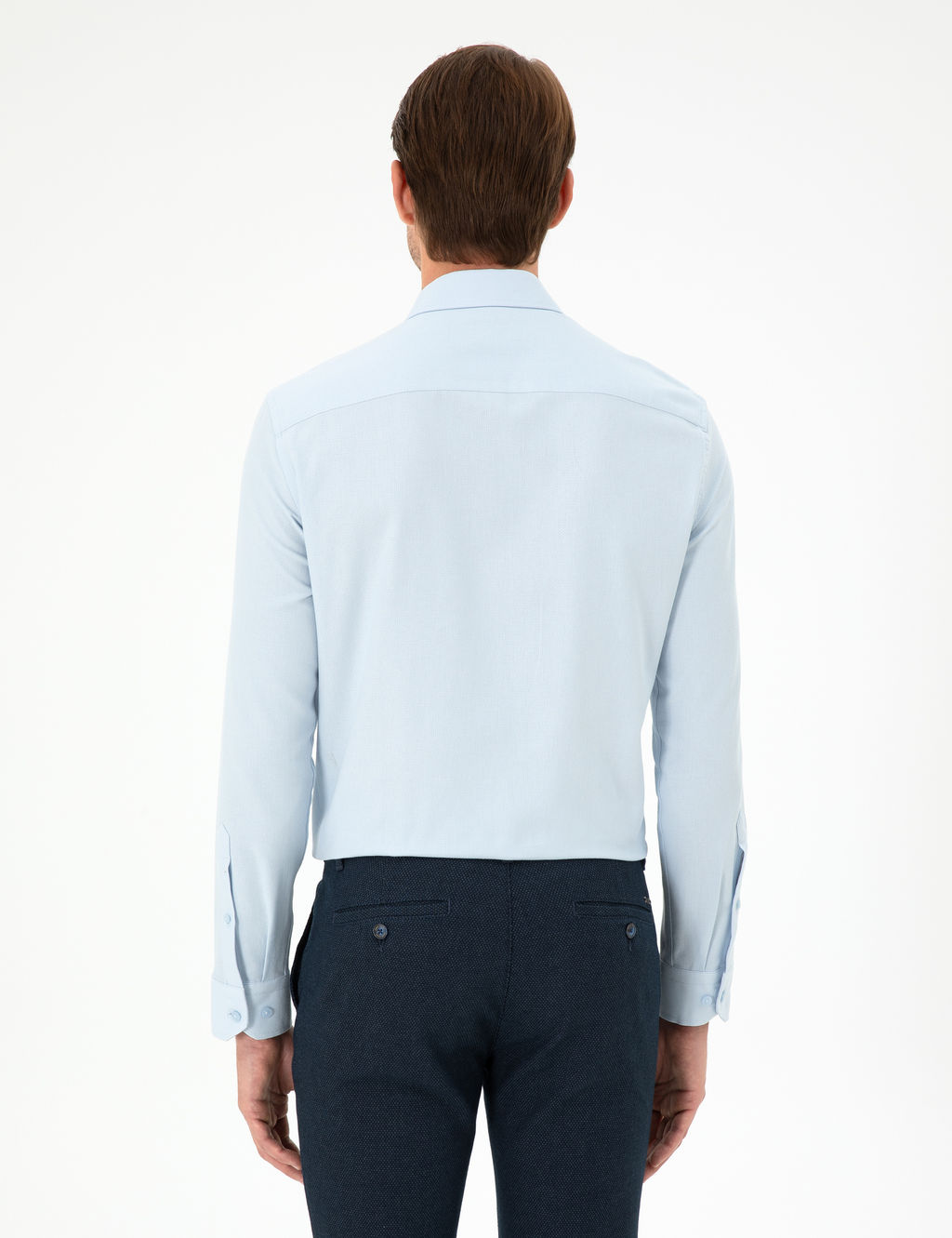 A__k Mavi Slim Fit Uzun Kollu G_mlek