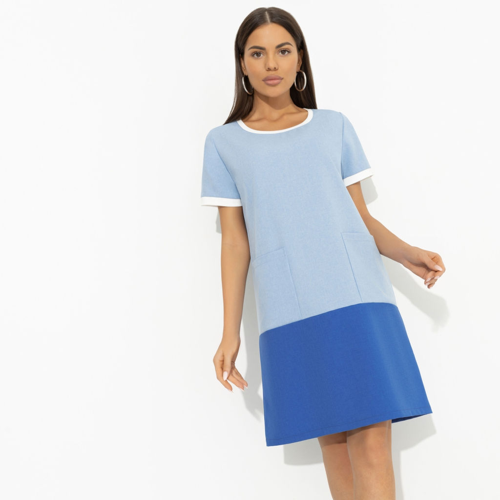 Платье с накладными карманами, Утонченность с характером (голубое) - Charutti фото 4