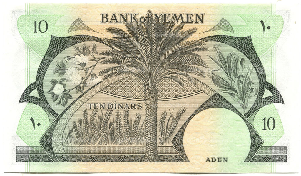 Банкнота 10 дирхам 1984 года Йемен