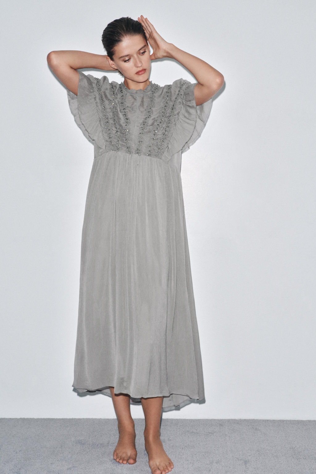 JEWEL KNOT TEXTURED DRESS