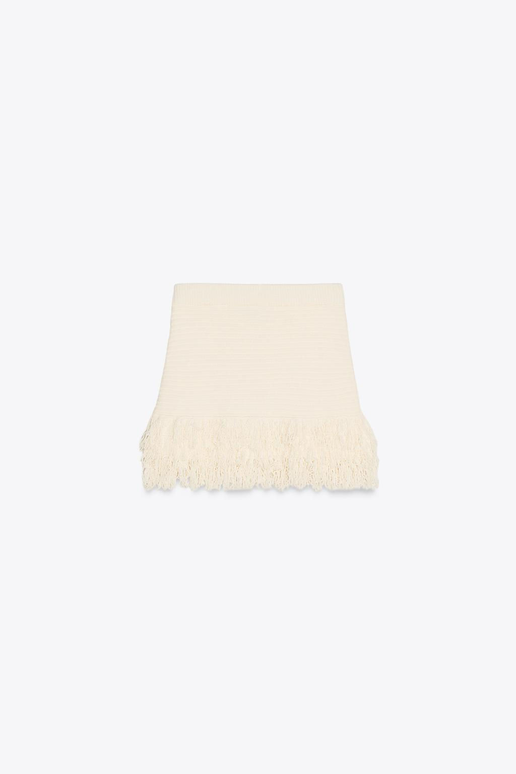 FRINGED CHECK KNIT SKIRT - Zara фото 8
