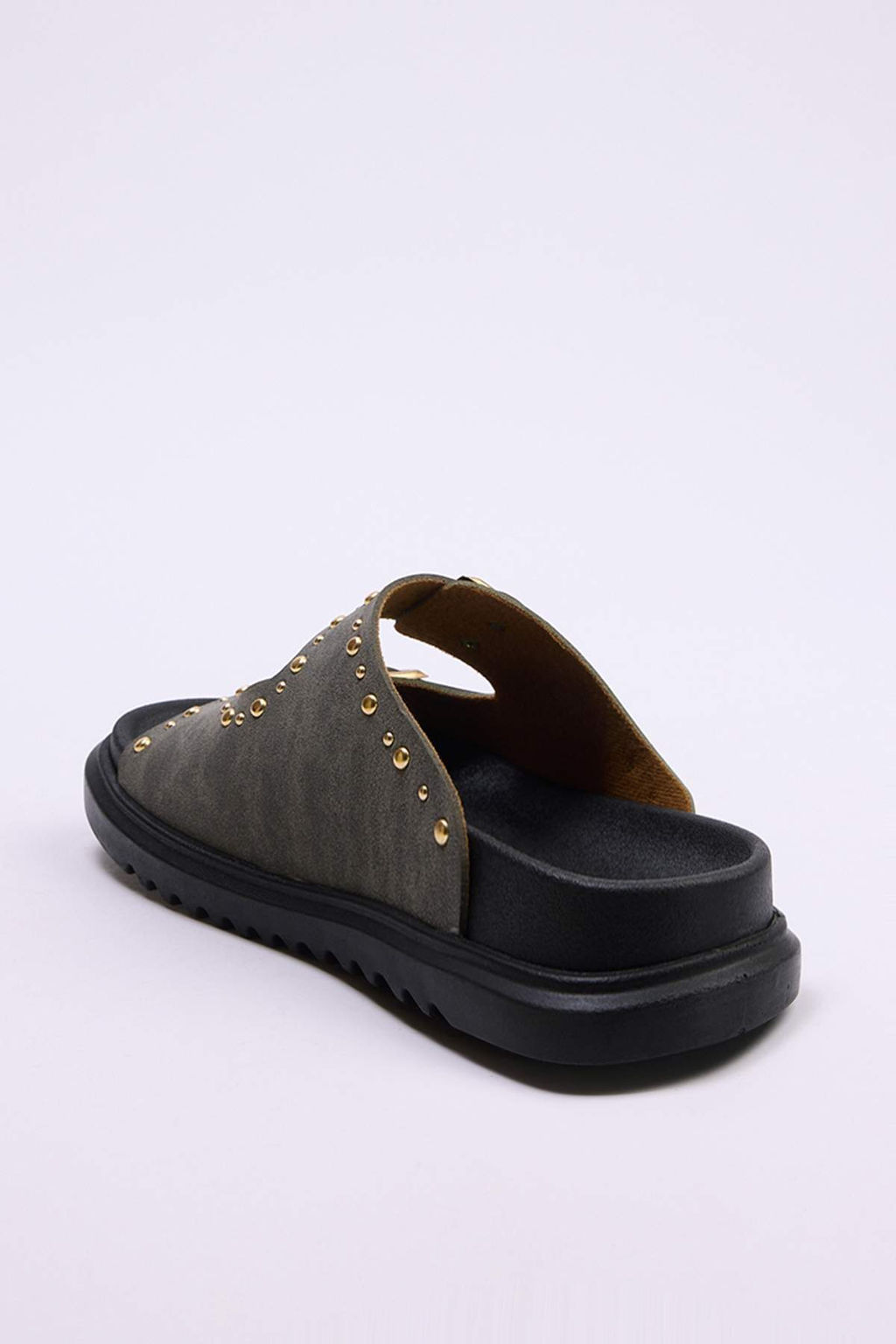 Trendyol Shoes Siyah Rivetli Cift Tokal? Duz Kad?n Terlik TAKSS25TE00004 - Trendyolmilla фото 21