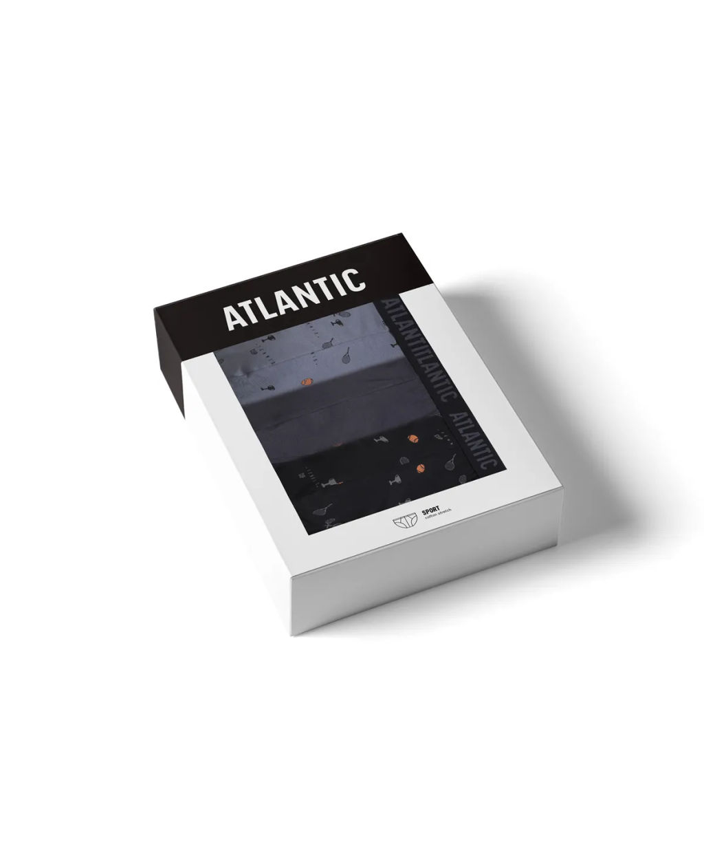 ATLANTIC 3MP-171 Трусы спорт Solid Tennis - набор 3 шт. черный + графитовый + голубой  фото 8