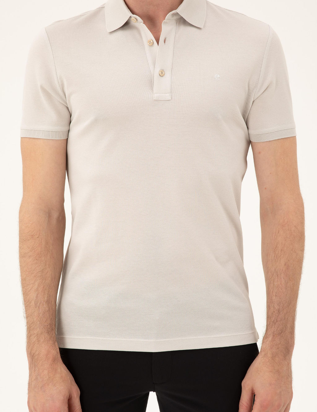 A__k Gri Slim Fit Polo Yaka Merserize T-shirt
