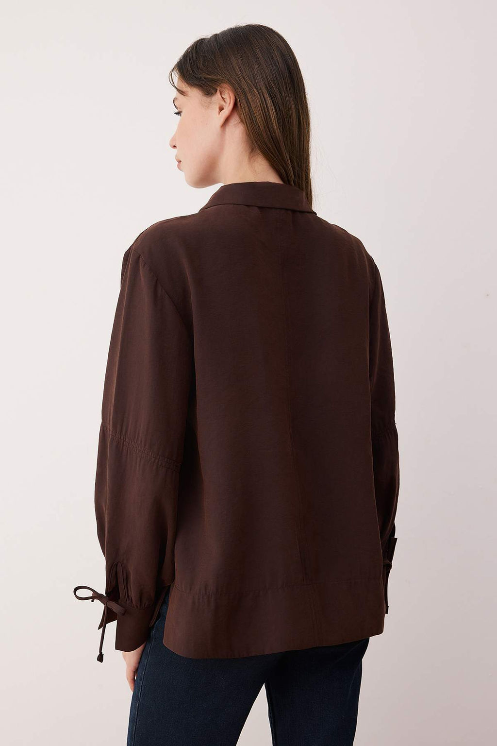 Sustainable Koyu Kahverengi Boho Modal Baglama Detayl? Oversize Modal Gomlek TWOAW26GO00080