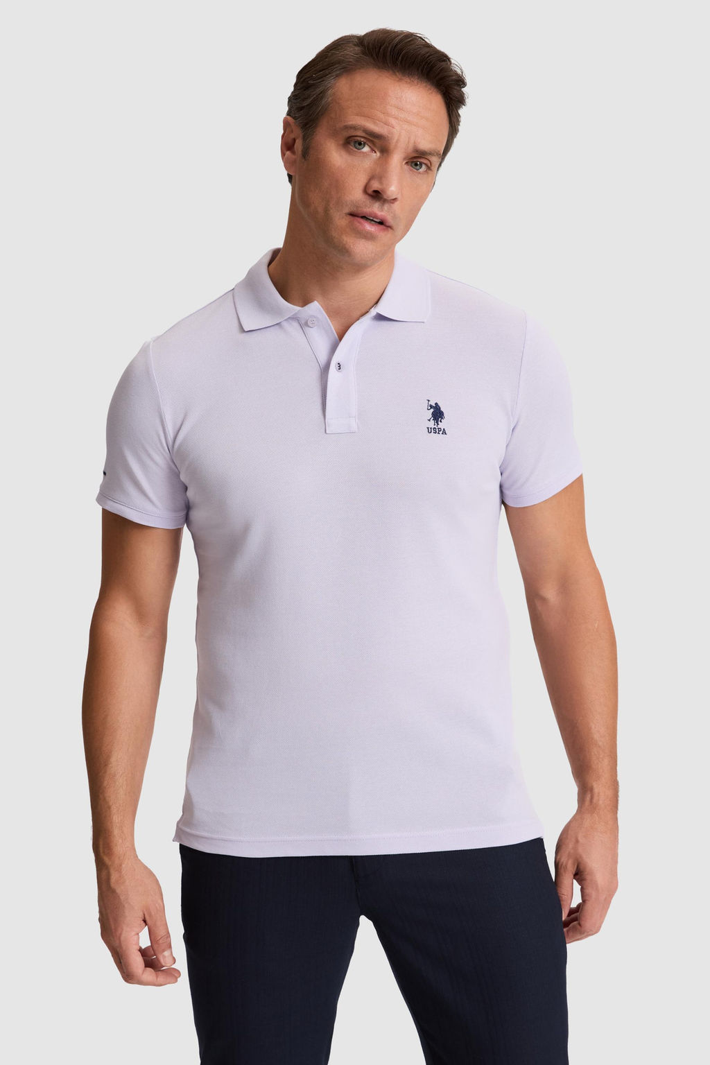 Erkek Lila Slim Fit Polo Yaka Basic Ti__rt