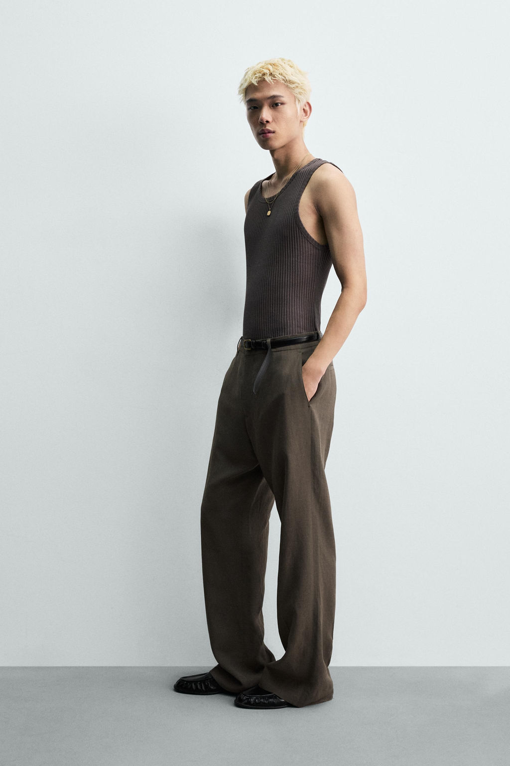 CAMISETA TANK SLIM FIT RIB / Gris oscuro