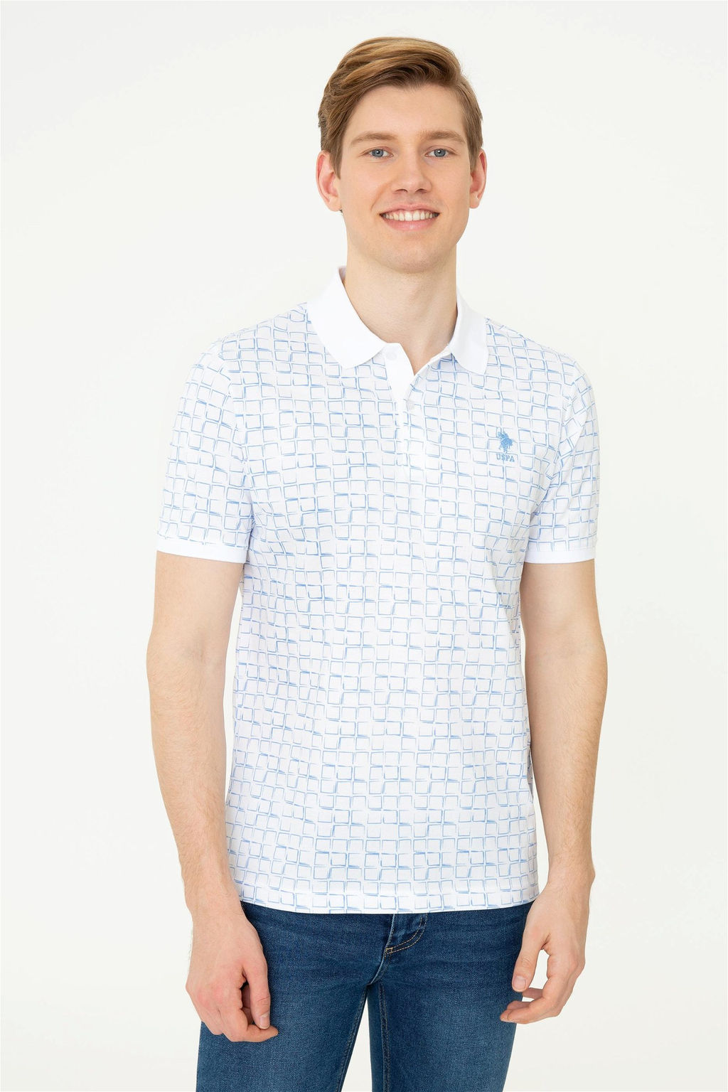 U. S. Polo Assn Мужская темно-синяя футболка с воротником-поло - U.s. polo assn фото 7