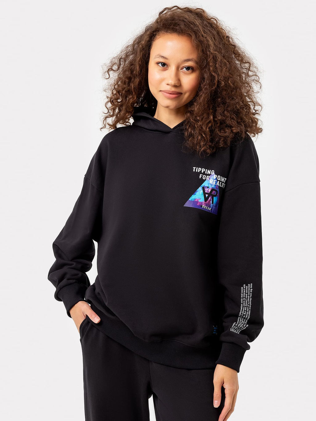 Анорак женский черный с печатью