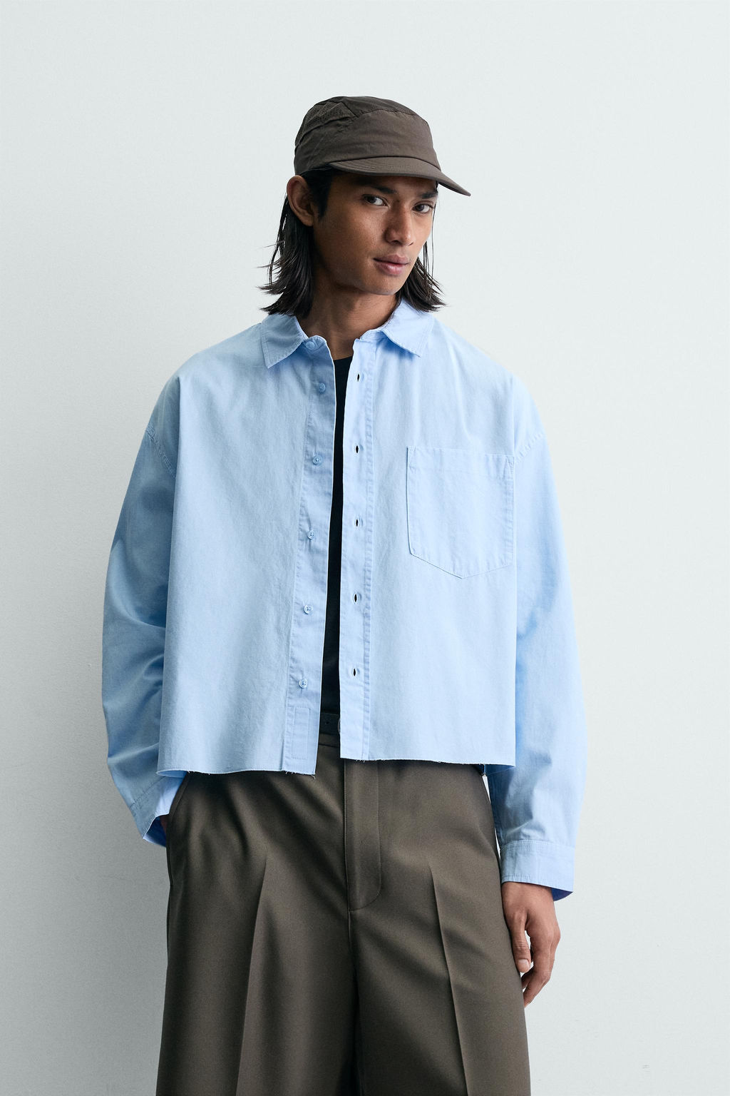 CAMISA BOXY FIT LAVADA / Azul claro - Zara фото 2