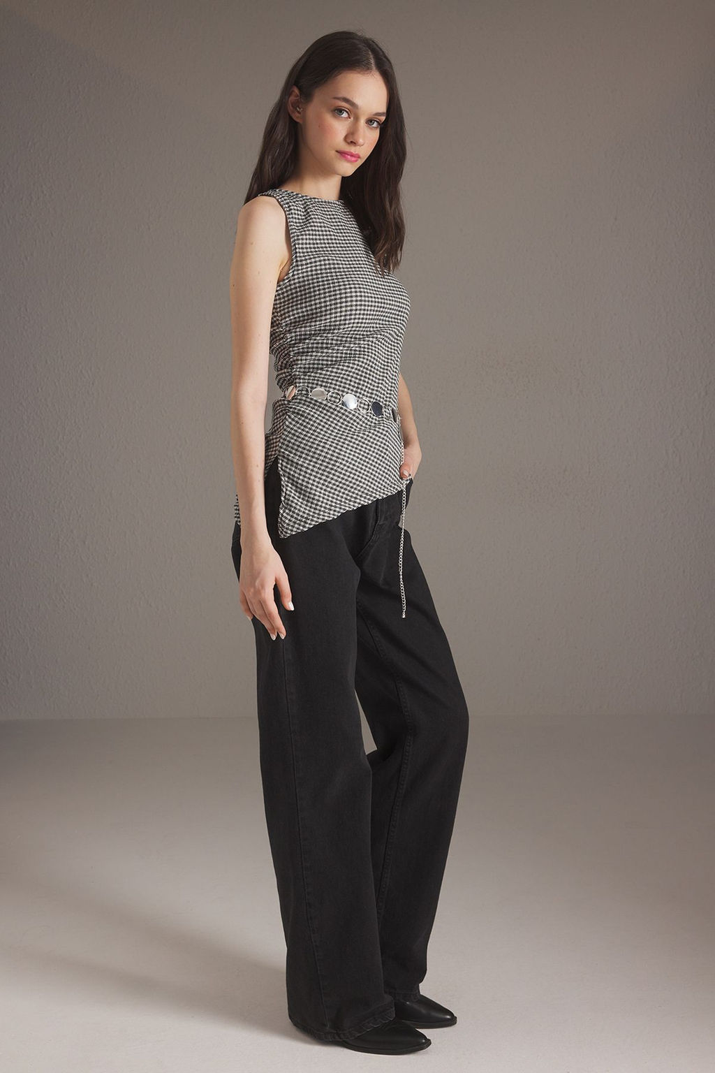 Trendyolmilla Siyah Poti Kare Fitted/Vucuda Oturan Esnek Orme Bluz TWOSS25BZ00261 фото 2