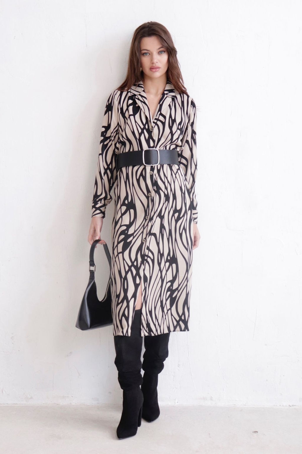 Платье-рубашка с английским воротником принт - Martichelli фото 361