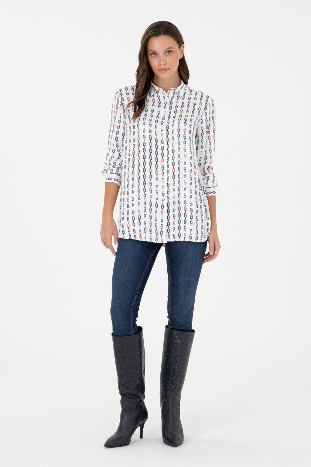 Женская кремовая рубашка с длинным рукавом Неожиданная скидка в корзине - U.s. polo assn фото 4