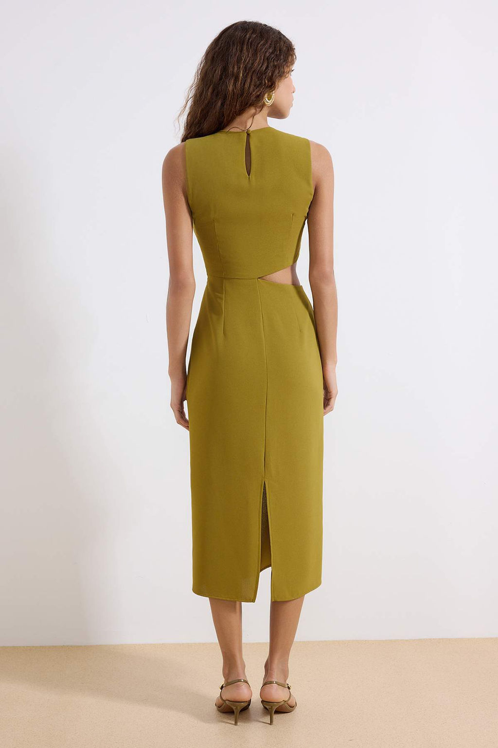 Siyah Aksesuar Detayl? Astarl? Cut Outlu Midi Dokuma Elbise TWOSS26EL00087 - Trendyolmilla фото 8