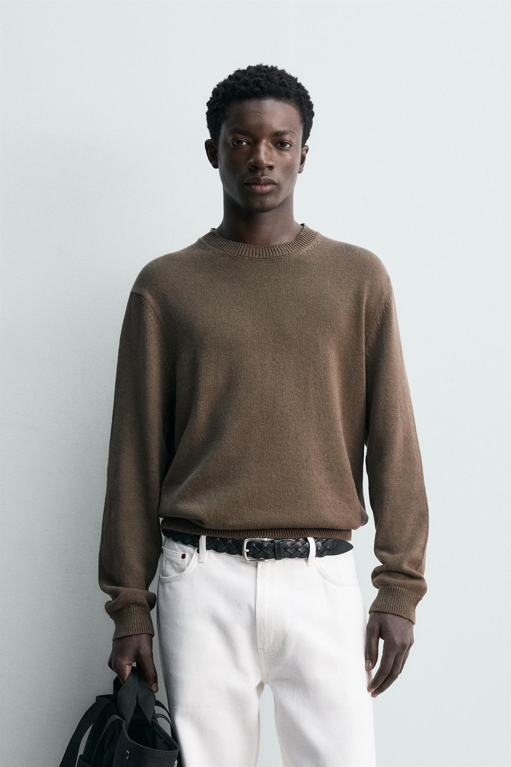 JERSEY REGULAR FIT ALGOD?N - LINO / Khaki oscuro - Zara фото 2