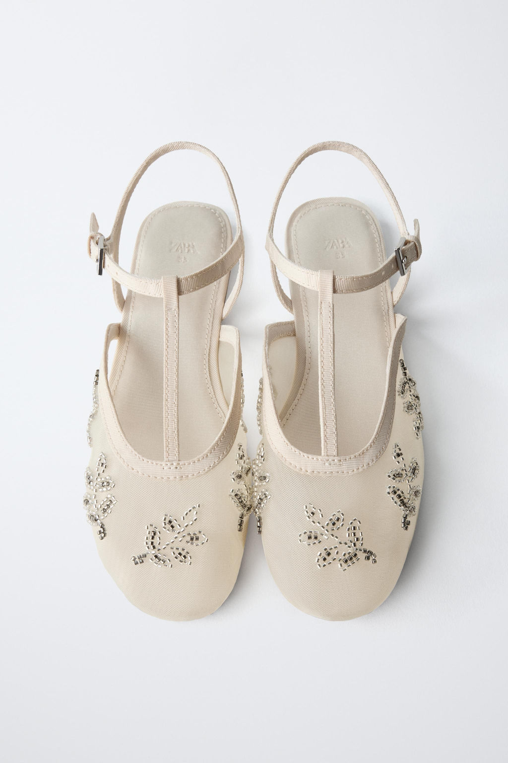 EMBROIDERED FANCY SLINGBACK BALLET FLATS - Zara фото 5