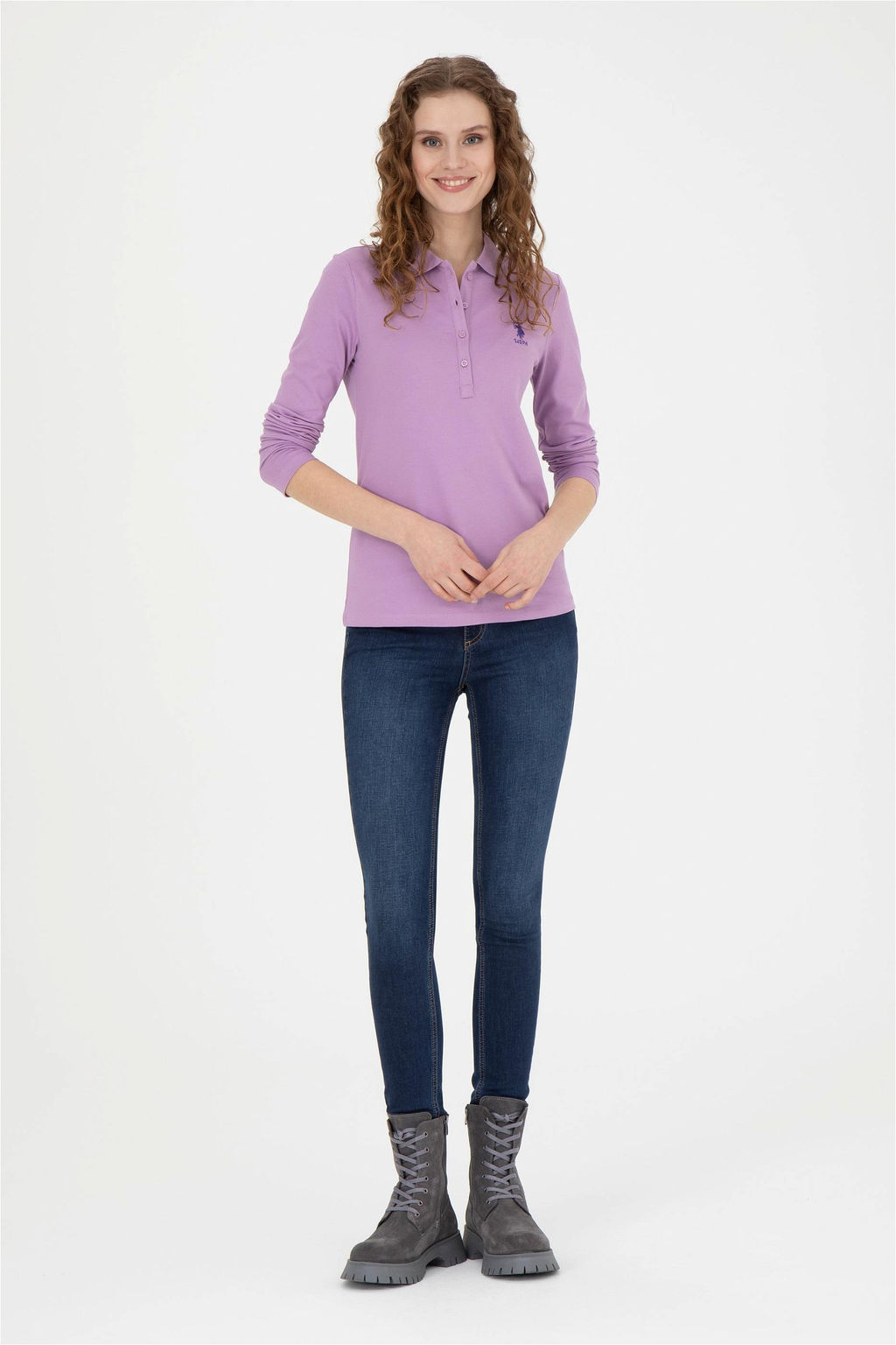 Женский сиреневый базовый свитшот - U.s. polo assn фото 4