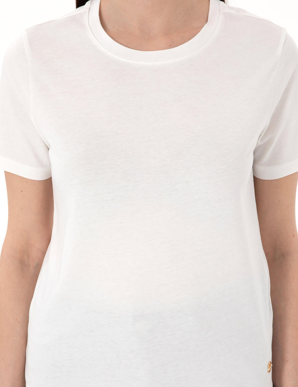 Beyaz Regular Fit Bisiklet Yaka Basic Ti__rt