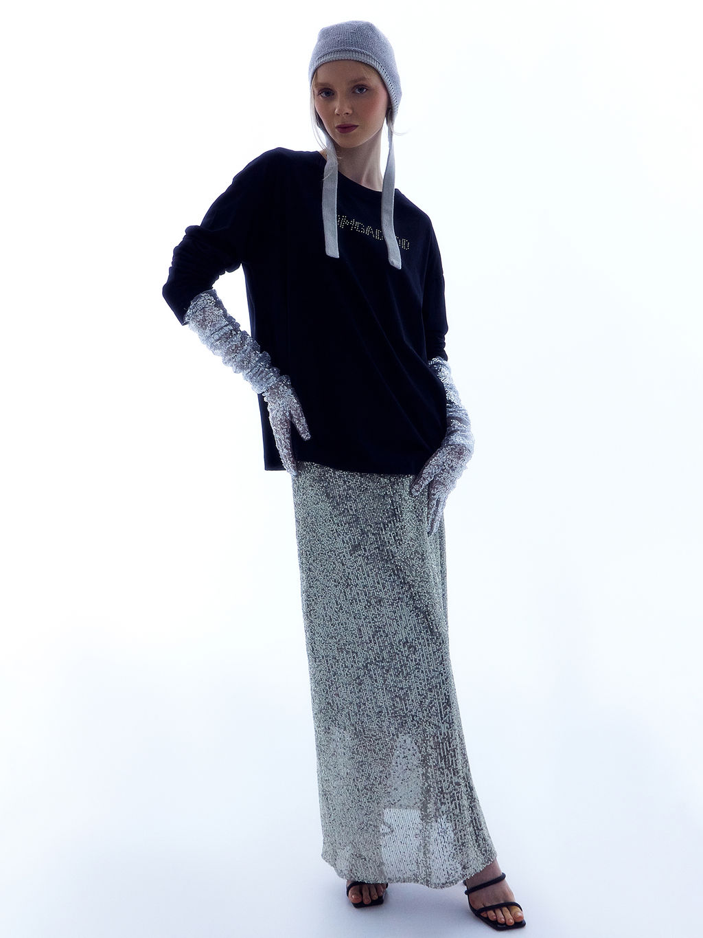 Юбка женская серебристая с пайетками серебро 152798 - Mark formelle фото 4