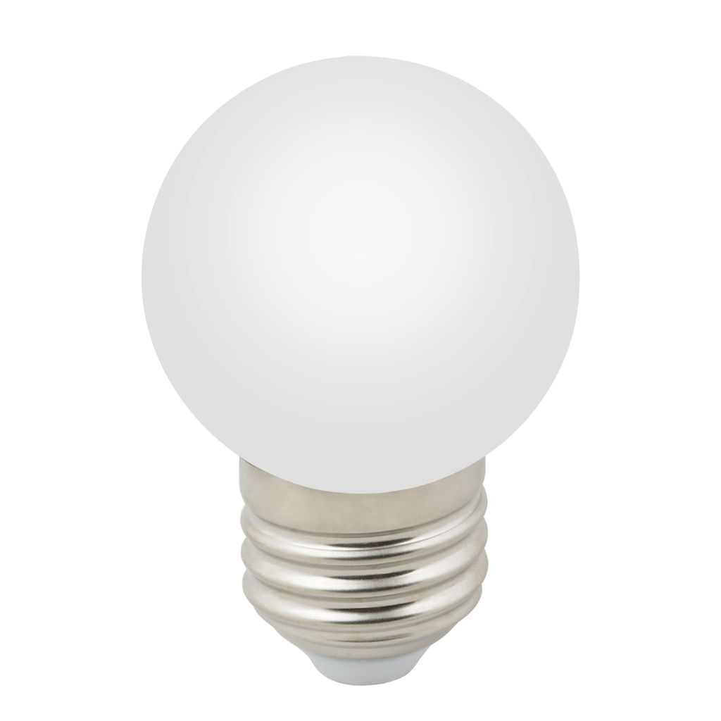 LED-G45-1W/6000K/E27/FR/С Лампа декоративная светодиодная. Форма "шар", матовая. Дневной свет (6000K). Картон. ТМ Volpe.