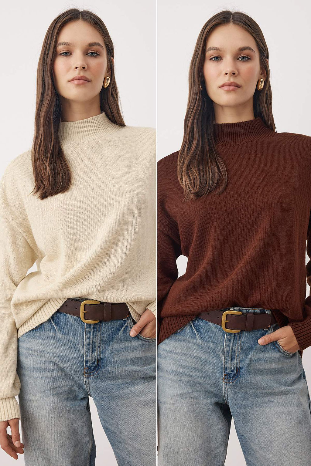 Siyah-Ekru Basic Ikili Paket Triko Kazak TWOAW26KZ00232 - Trendyolmilla фото 20