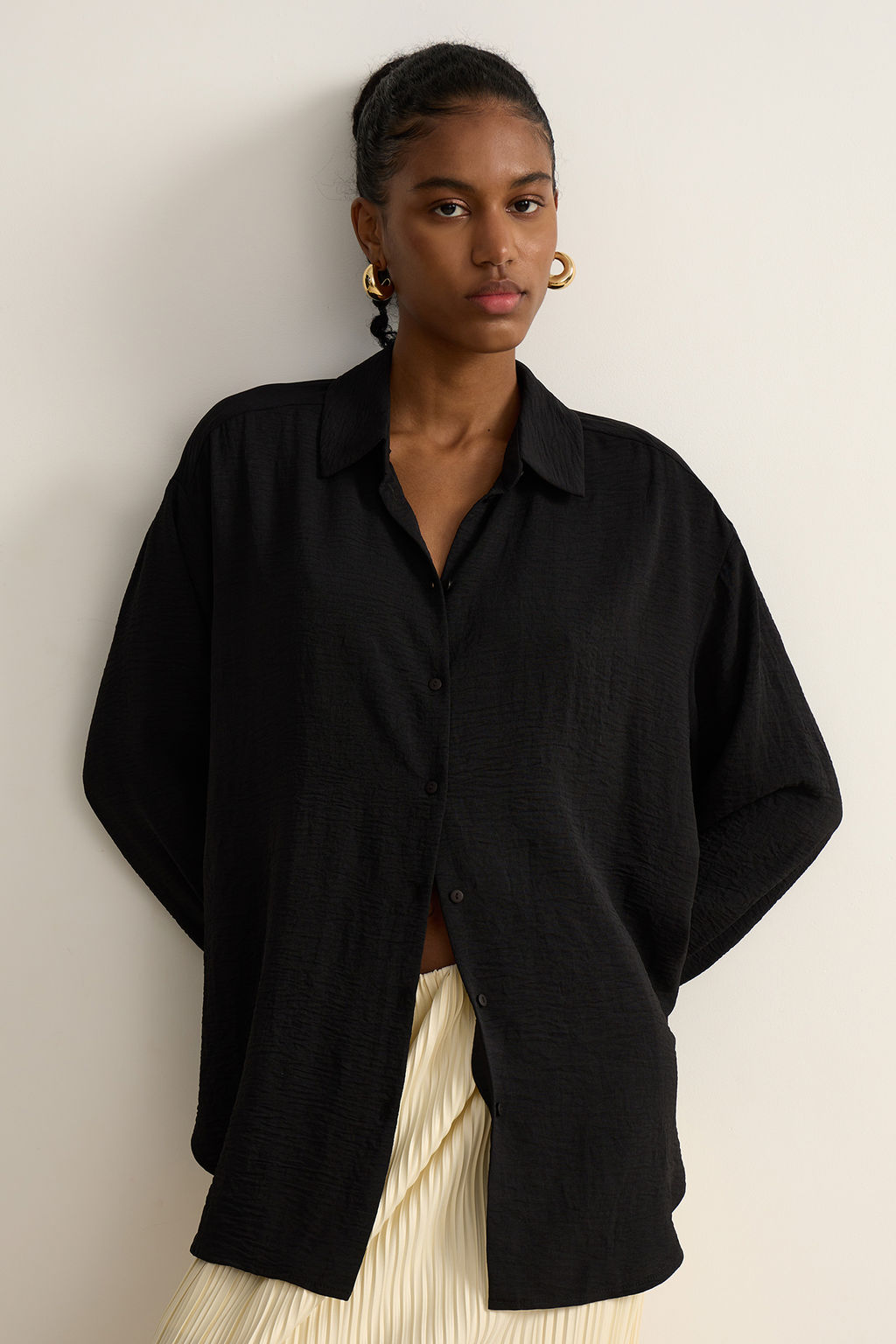 Рубашка оверсайз из жатого хлопка - Mollis фото 3