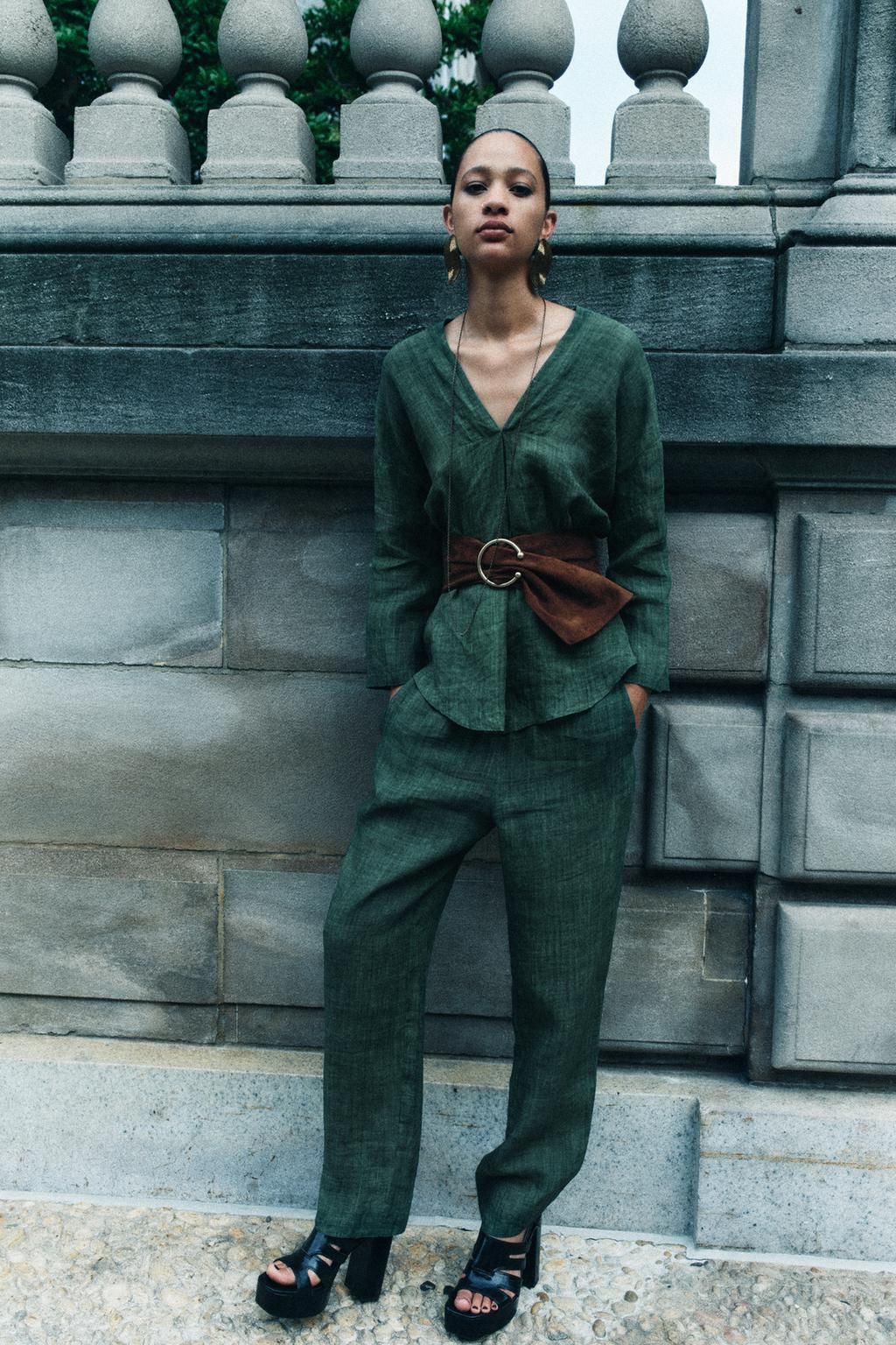 ZW COLLECTION 100% RAMIE PYJAMA-STYLE TROUSERS