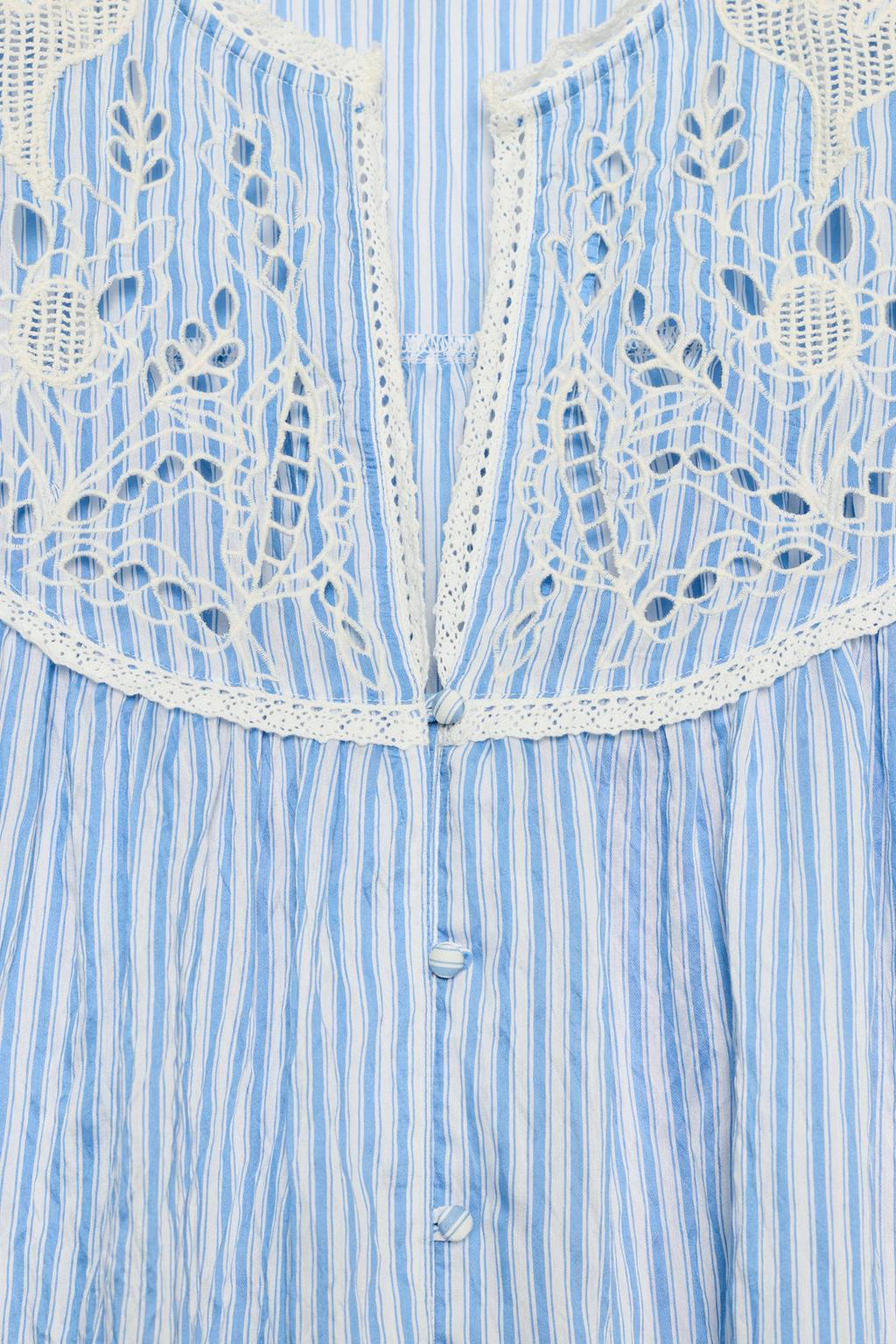 EMBROIDERED STRIPED BLOUSE - Zara фото 9