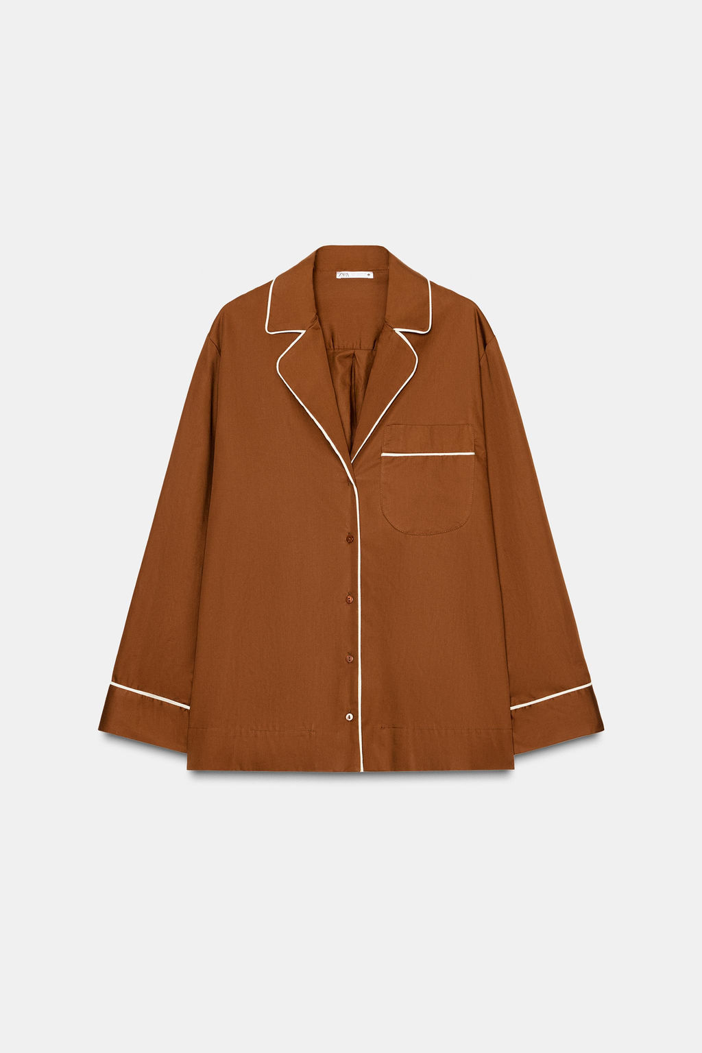 CONTRAST POPLIN PYJAMA SHIRT - Zara фото 5