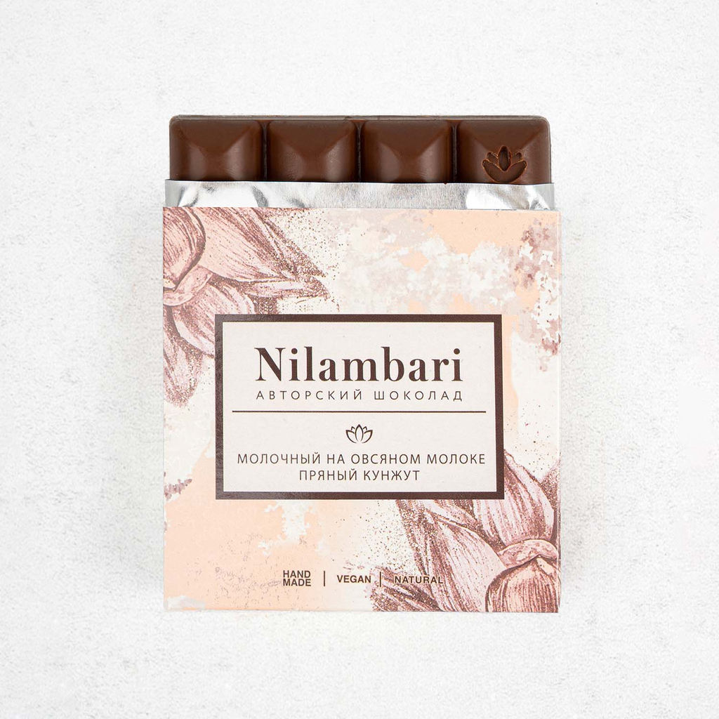 Шоколад Nilambari молочный на овсяном молоке "Пряный кунжут"