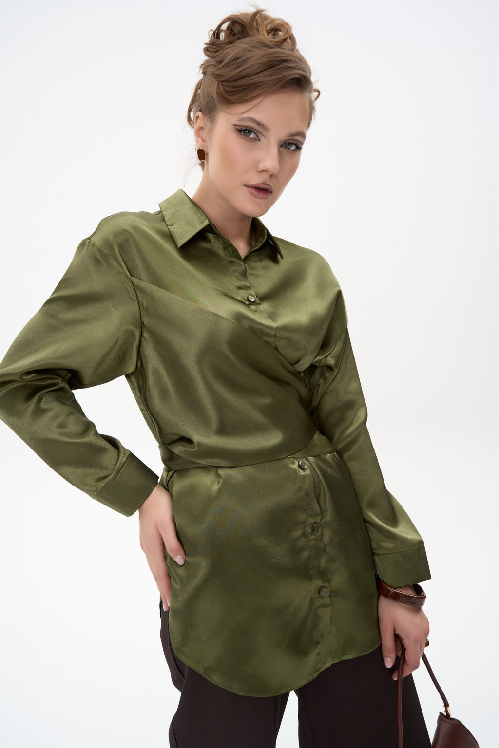Рубашка Ямина (оливковый/уценка)