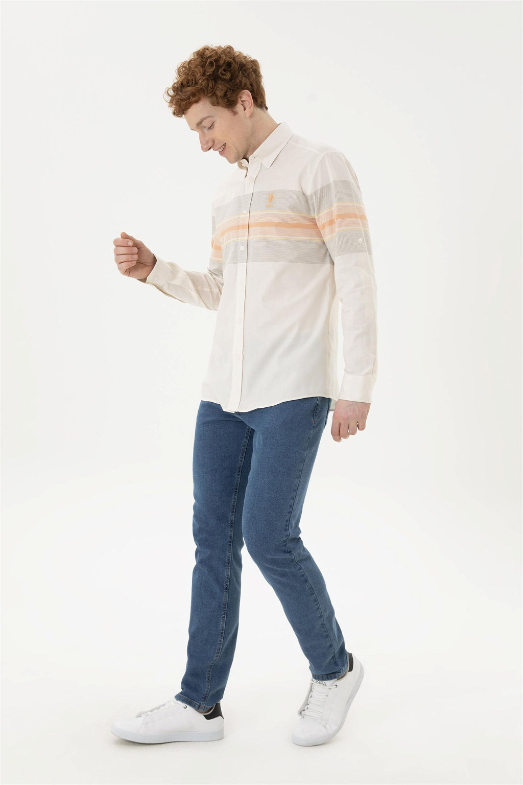 Мужская пудровая рубашка с длинным рукавом - U.s. polo assn фото 4