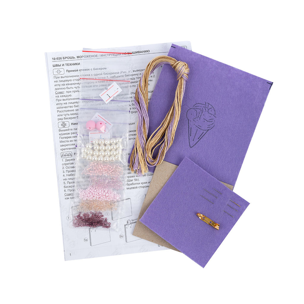 Klart набор для вышивания 10-026 Брошь. Мороженое 3.5 х 5 см