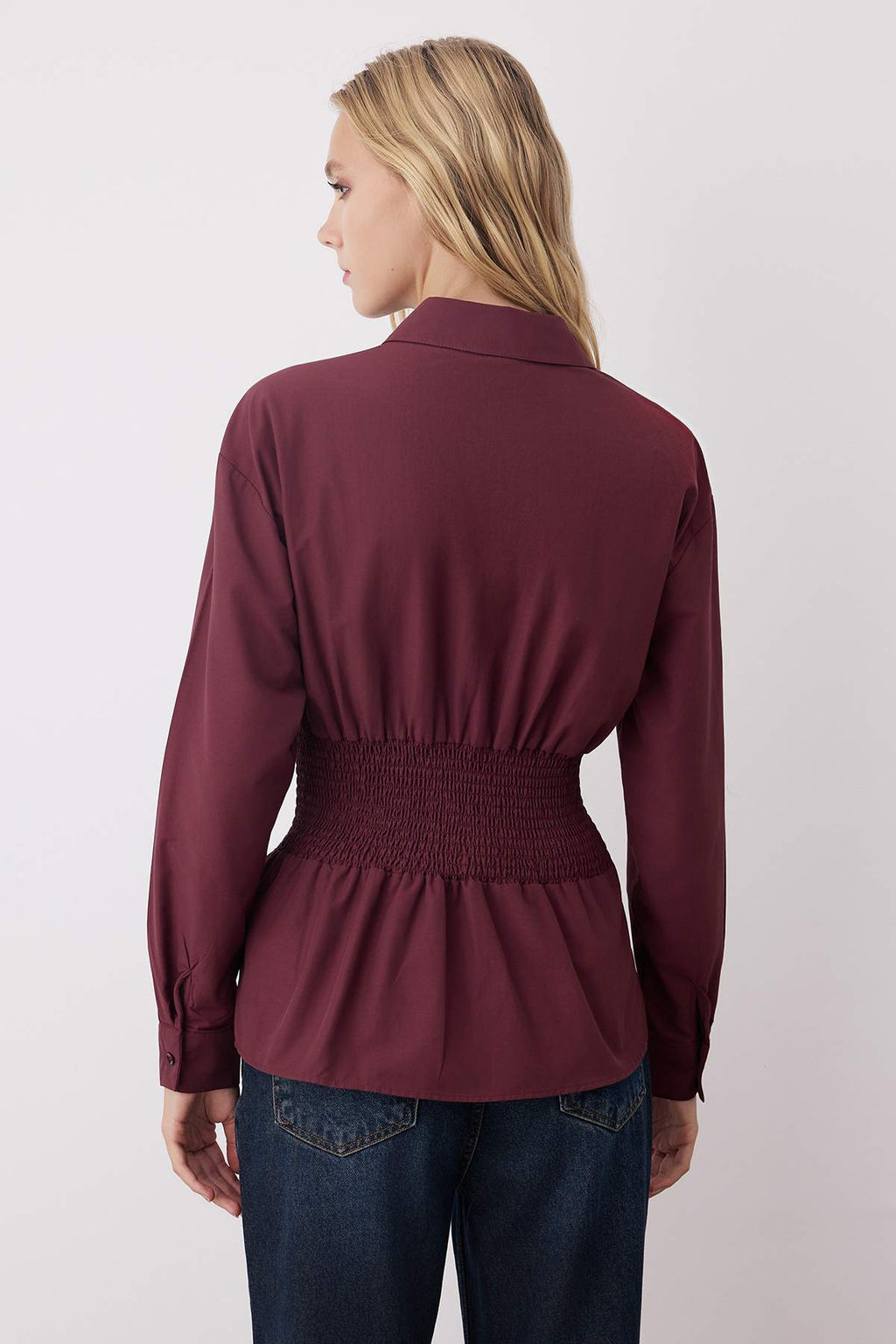 Bordo Bele Oturan Gipe Detayl? Gomlek TWOAW26GO00008 - Trendyolmilla фото 4