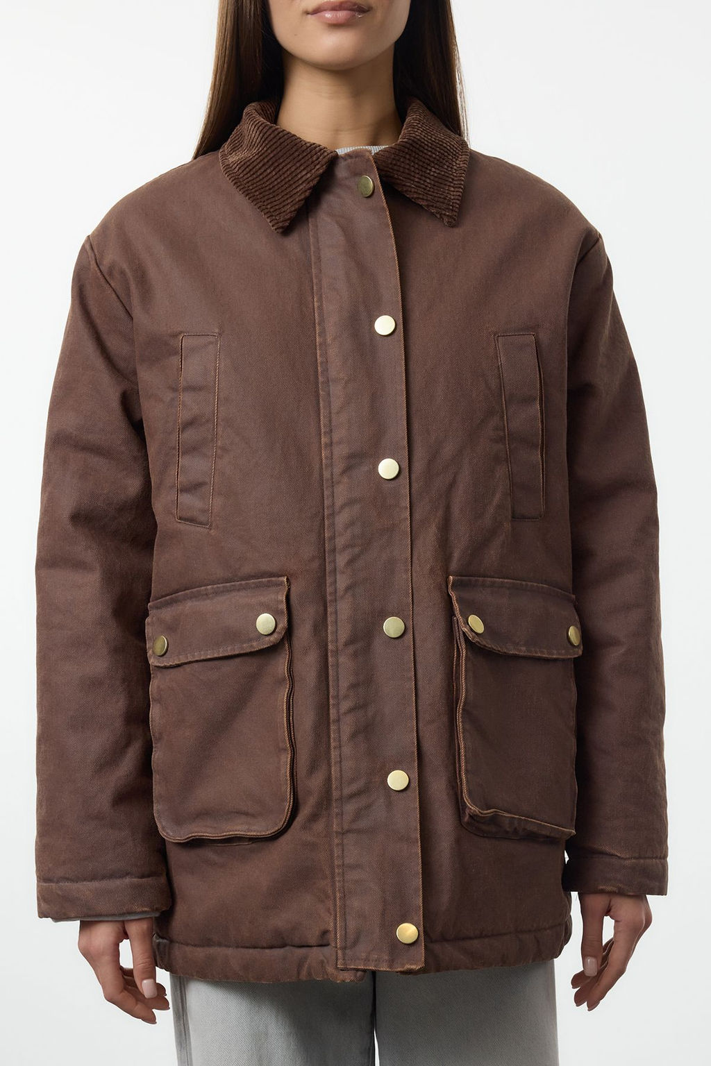 Kahverengi Regular Kal?p Mumlu Gabardin Yakas? Kadife Ekose Astarl? Ceket Mont TWOAW25MO00312 - Trendyolmilla фото 4