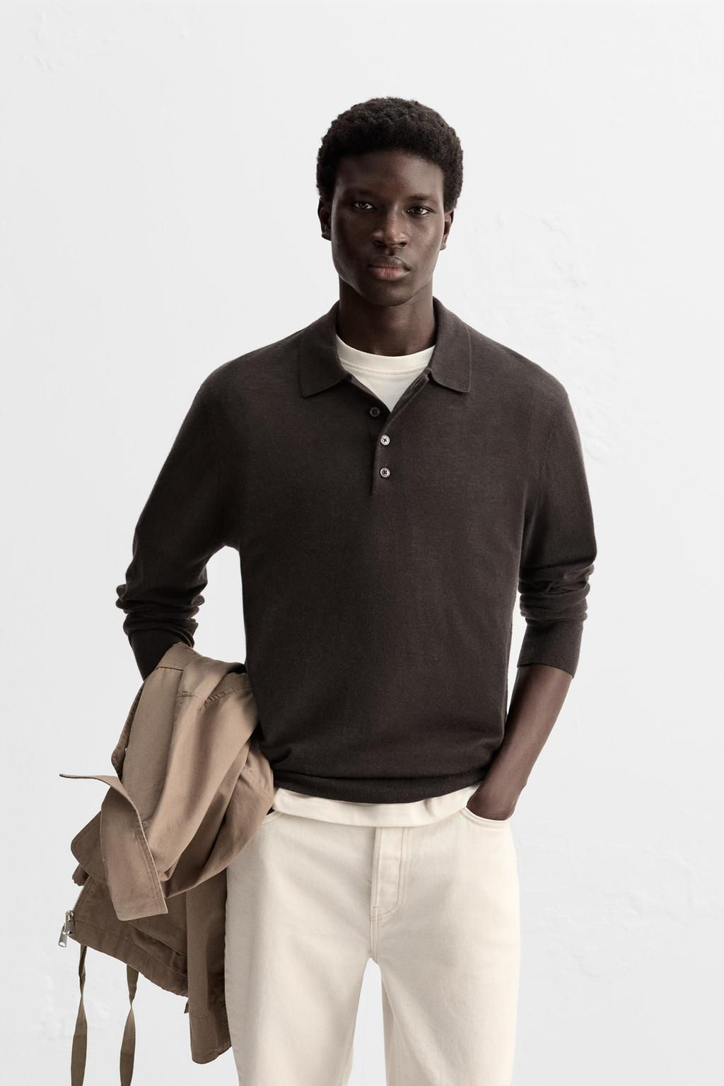 LIGHTWEIGHT WOOL AND CASHMERE KNIT POLO SHIRT - Zara фото 18