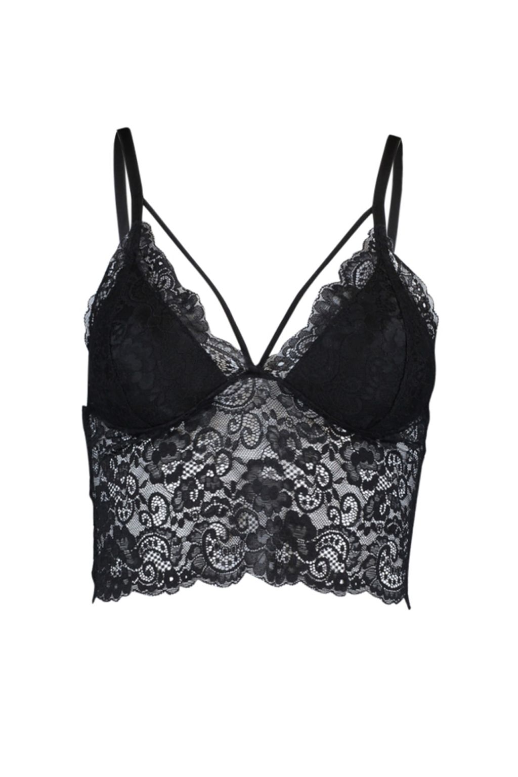 TRENDYOLMILLA Siyah Dantelli Biye Detayl? Dolgusuz Balensiz Ip Ask?l? Ucgen Orme Bustiyer Sutyen THMAW21SU0050  фото 7