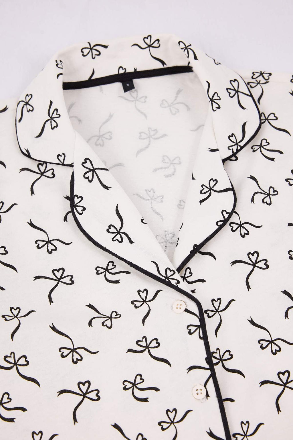 Beyaz %100 Pamuklu Kurdele Desenli Biyeli Orme Pijama Tak?m? THMSS26PT00026 - Trendyolmilla фото 7