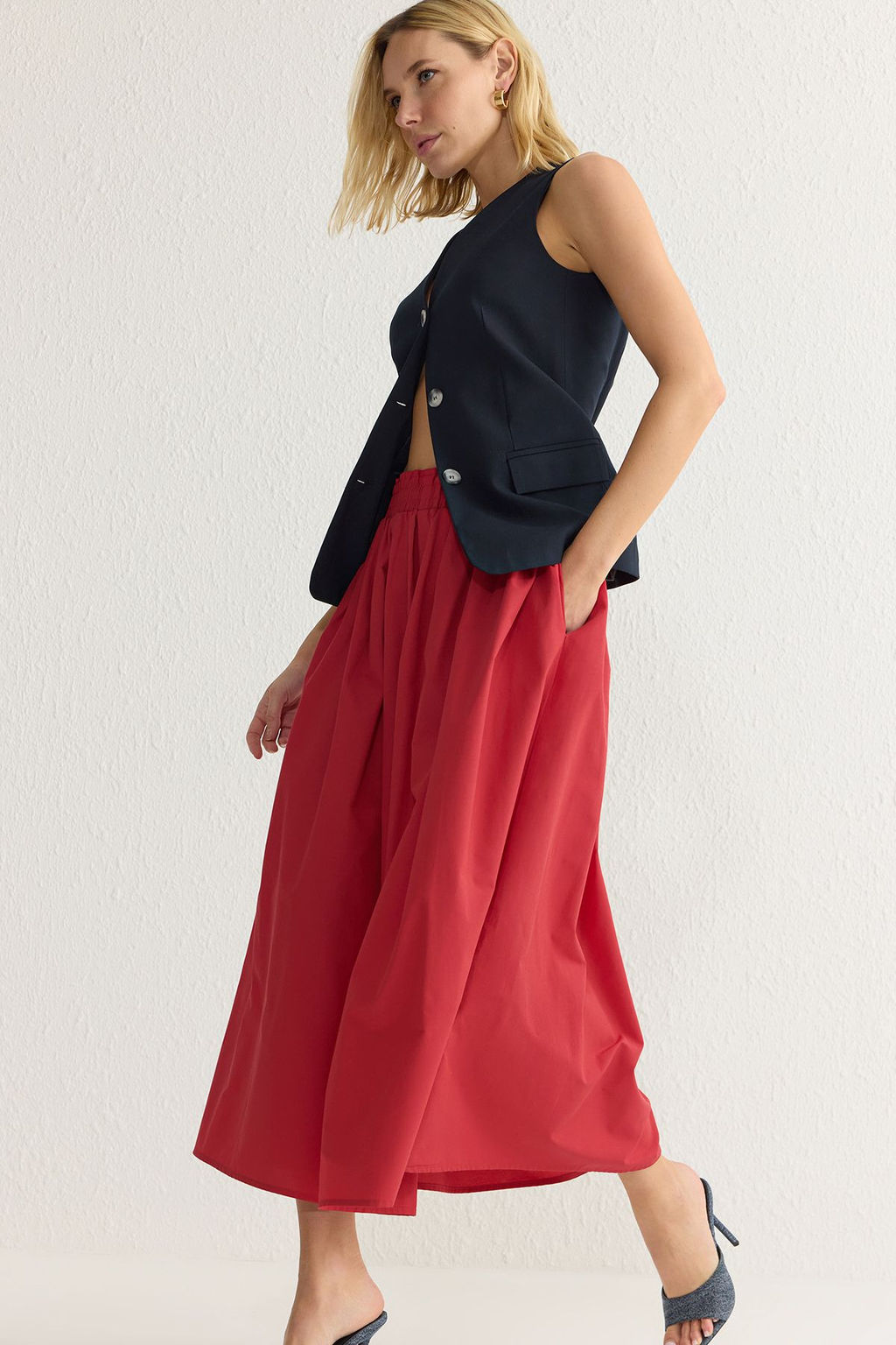 TRENDYOLMILLA Beyaz Klos Maxi Beli Lastikli Dokuma Etek TWOSS25ET00017 фото 2