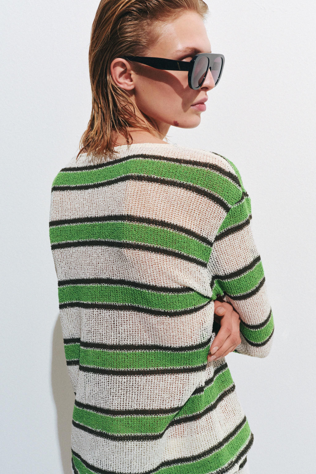 CAMISETA R?STICA CUELLO PANADERO / Raya verde