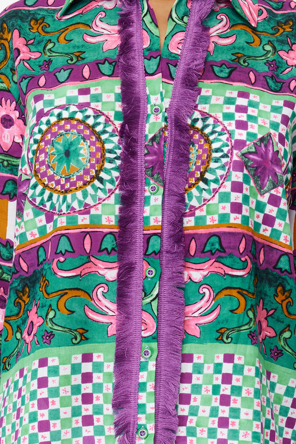 TRENDYOLMILLA Etnik Desenli Dokuma %100 Pamuk Puskullu Plaj Gomlegi TBESS20GO0163  фото 9