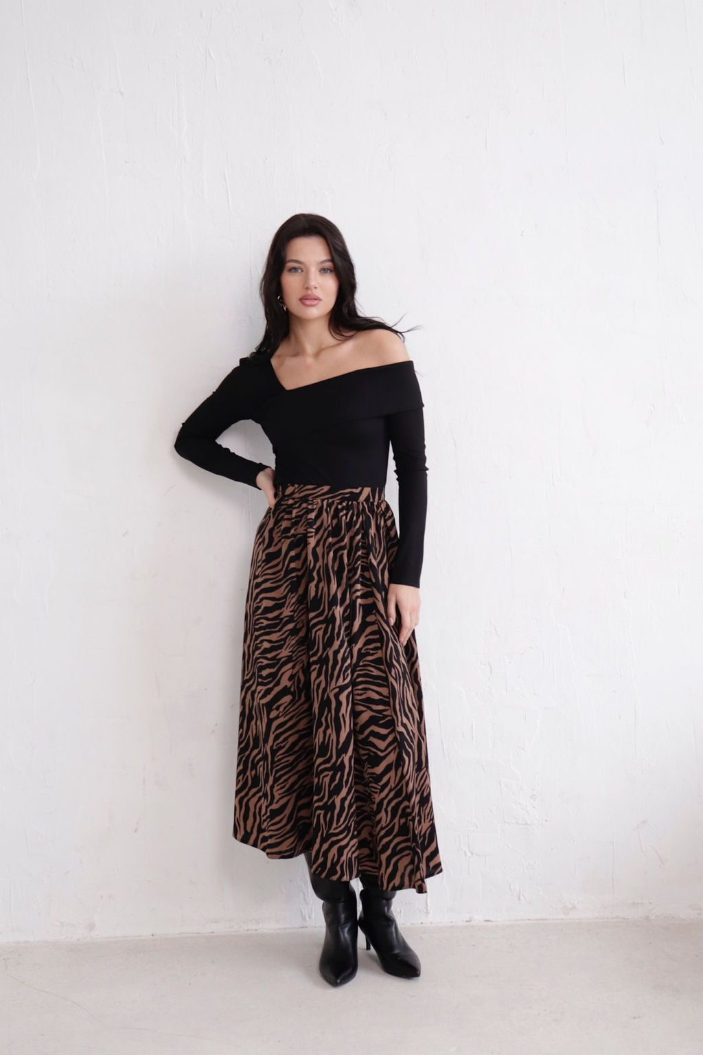 11321 Юбка А-силуэта кофейно-чёрная - Martichelli фото 4